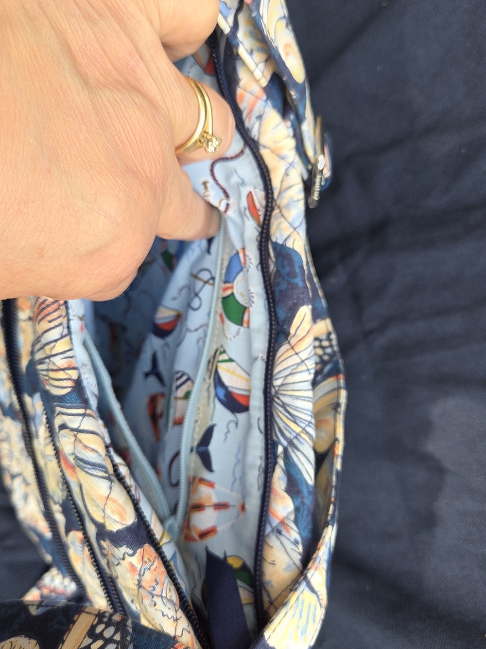 Vera Bradley Navy Shell Quilted Crossbody - Picture 8 of 10